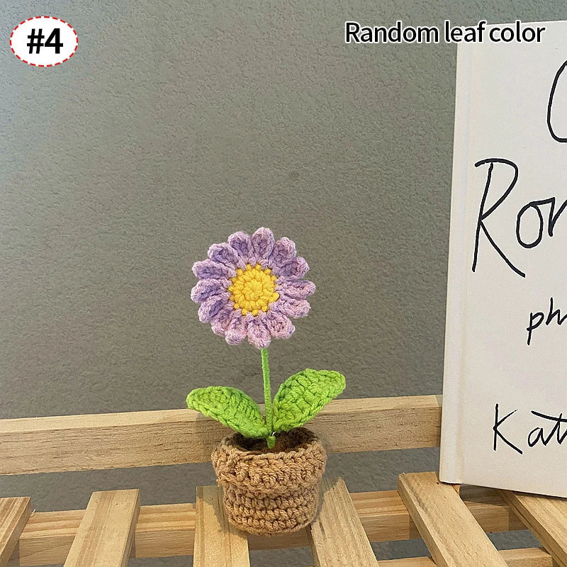 Crochet Knitted Potted Flowers Homemade