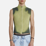 Tie Dye High Street Zipper Sleeveless Sweater