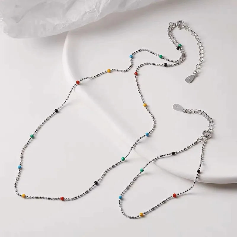 Vibrant Rainbow Dopamine Bean Necklace