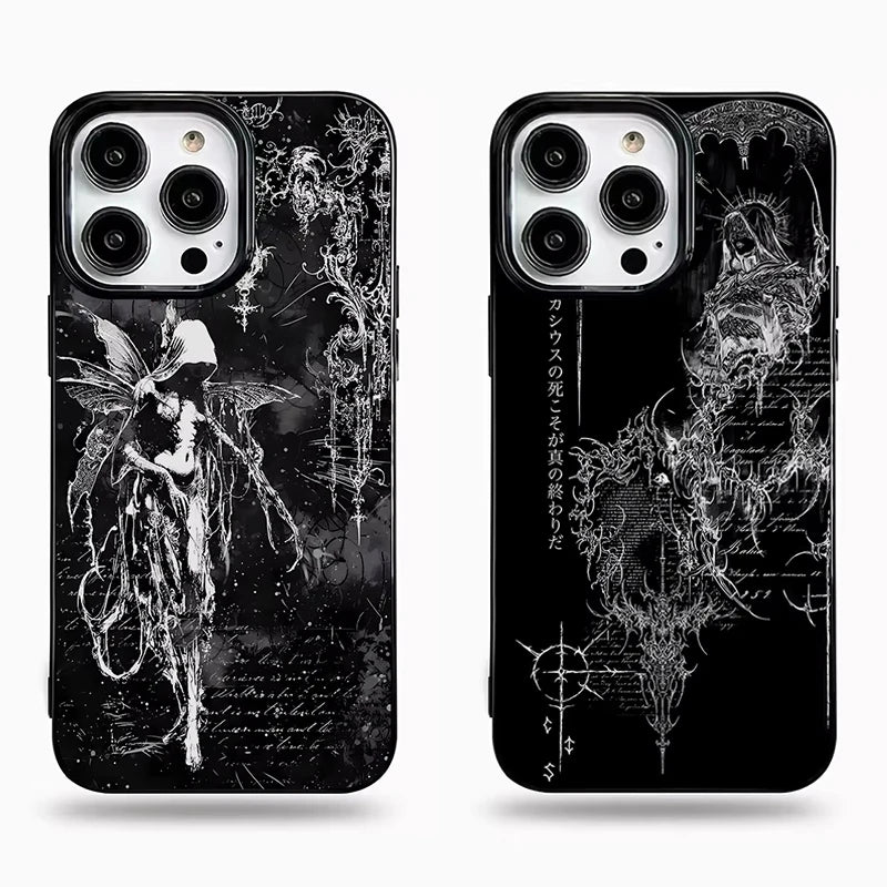 Retro Gothic Angel Black iPhone Cases