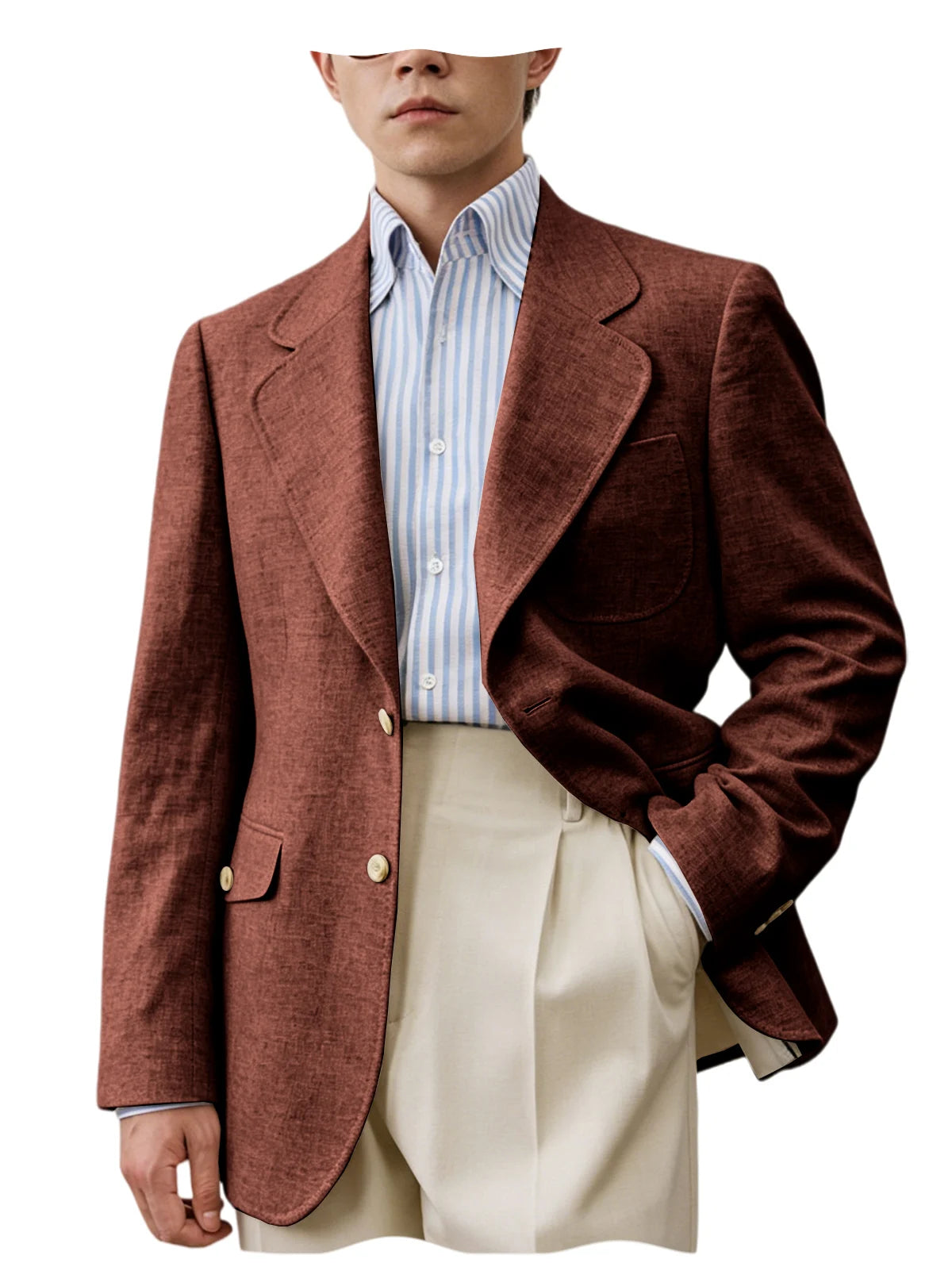 Men Natural Linen Blazer Suit Jacket
