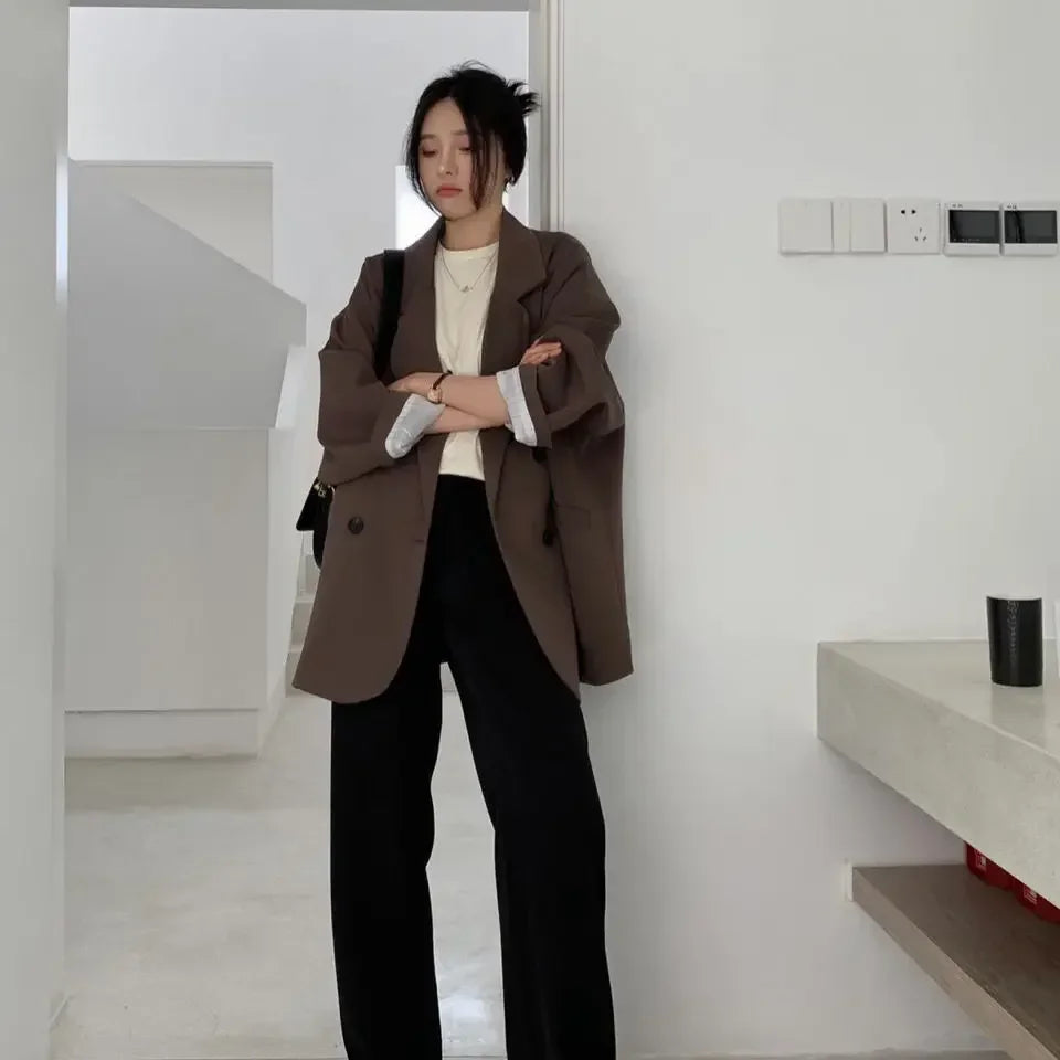 Vintage Loose Women Solid Blazer