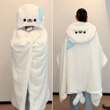 Cartoon Cute Seal Cat Hooded Blanket