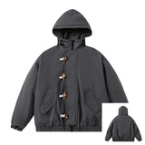 Gray Sided Closure High Collar Puffer Jacket
