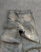 Retro Patchwork High Waist Jeans