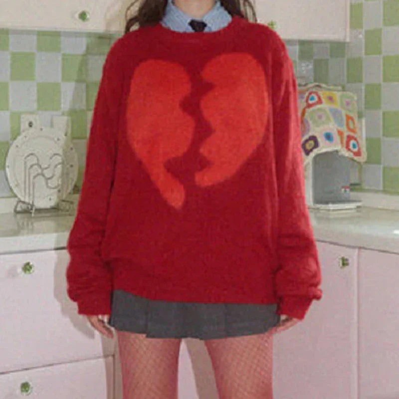Oversized Knitted Sweater Graphic