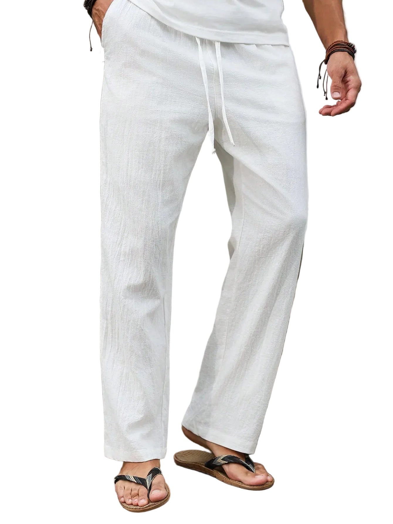 Linen Straight-Cut Leisure Pants