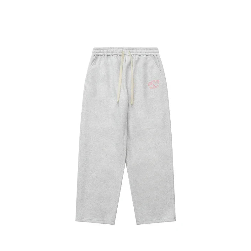 Solid Color Drawstring Straight Leg Pants