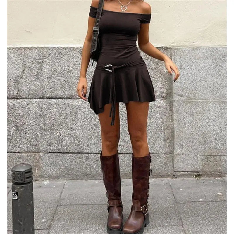 Grunge Off Shoulder Mini Dress