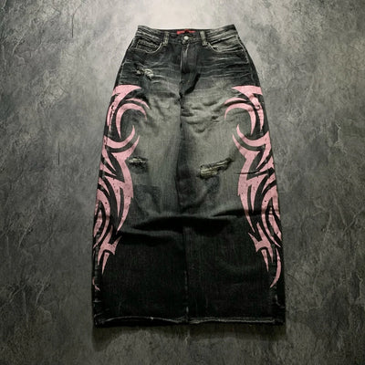 Y2K Tribal Pink Low Rise Jeans