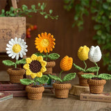 Crochet Knitted Potted Flowers Homemade