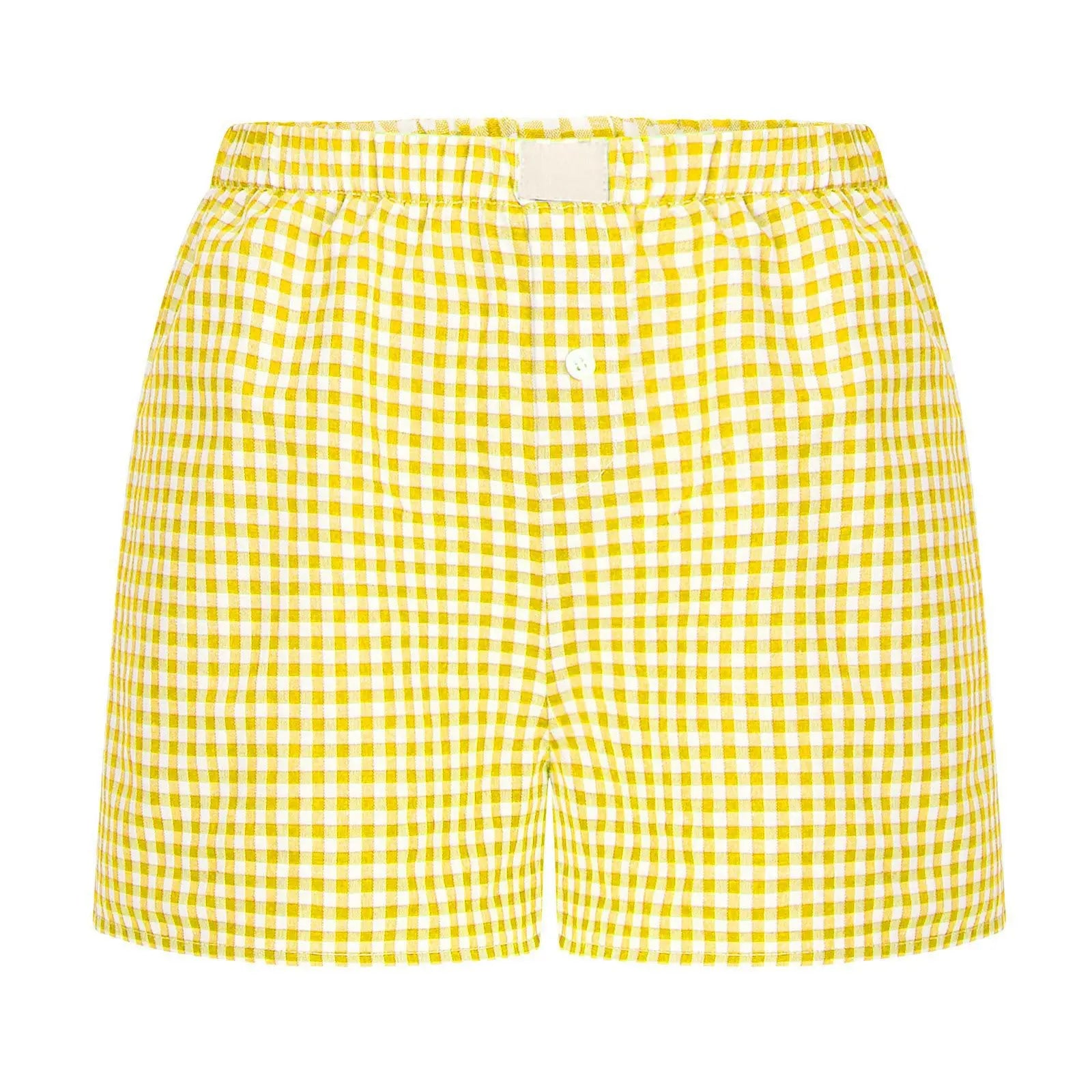 Elastic Waistband Gingham Boxer Shorts T-Shirt