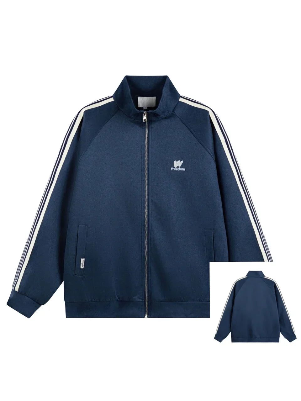 Gestreifter Damen-Sweatshirt mit Reißverschluss für den Frühling