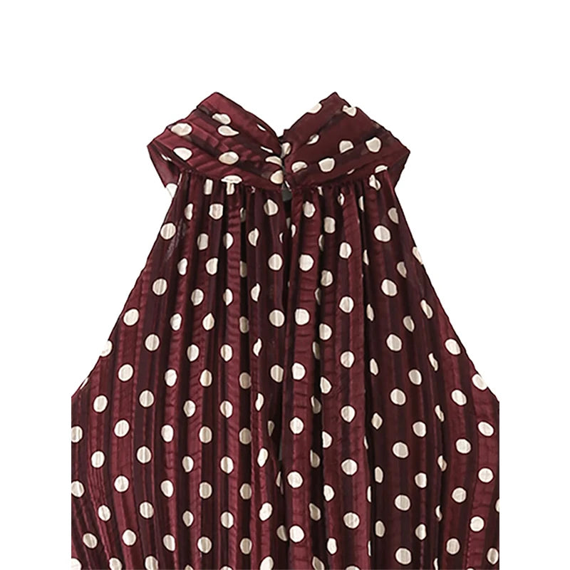 Sleeveless Halter Polka Dot Dress