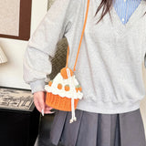 Cute Strawberry Cake Knitted Crochet Shoulder Bag