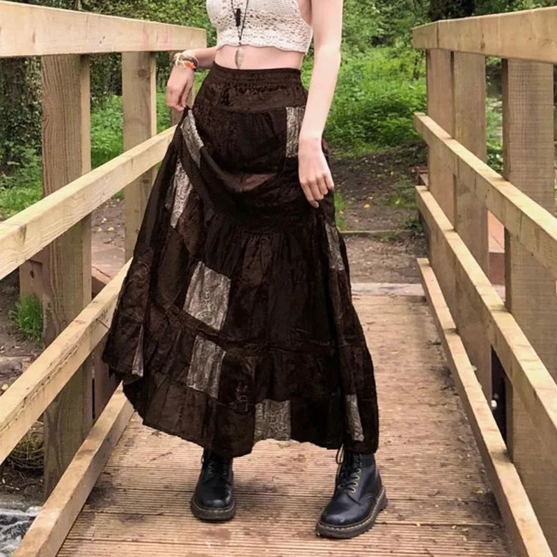 Fairycore Patchwork Maxi Skirt