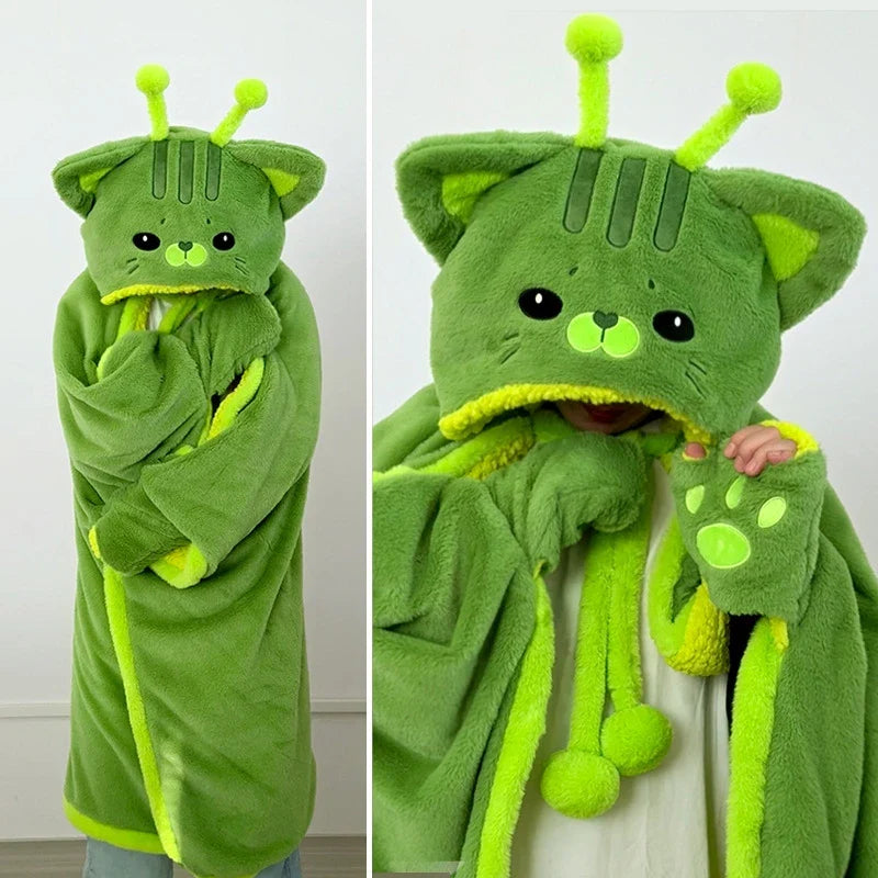 Cartoon Cute Seal Cat Hooded Blanket