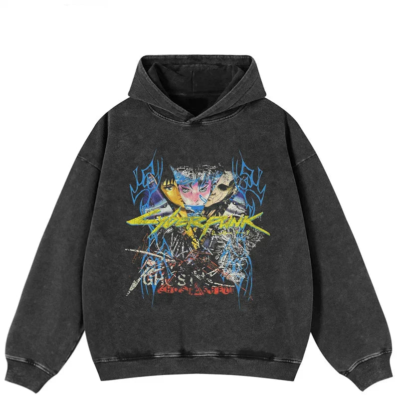 Sudadera con capucha oversize de gráficos llamativos