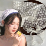 Triangular Lace White Woven Bandana
