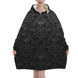 Gothic Schwarzer Totenkopf Fleece-Decken-Hoodie