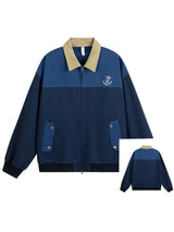 Vintage Japanese Workwear Blue Varsity Jacket