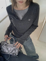 Korean Style O-Neck Long Sleeve T-Shirt