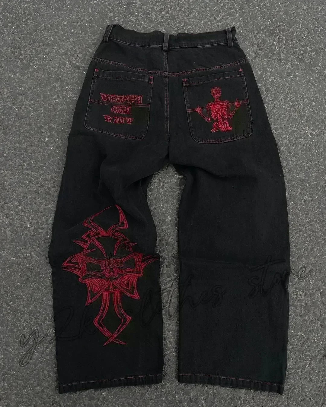 Y2K Edgy Jeans mit weitem Bein