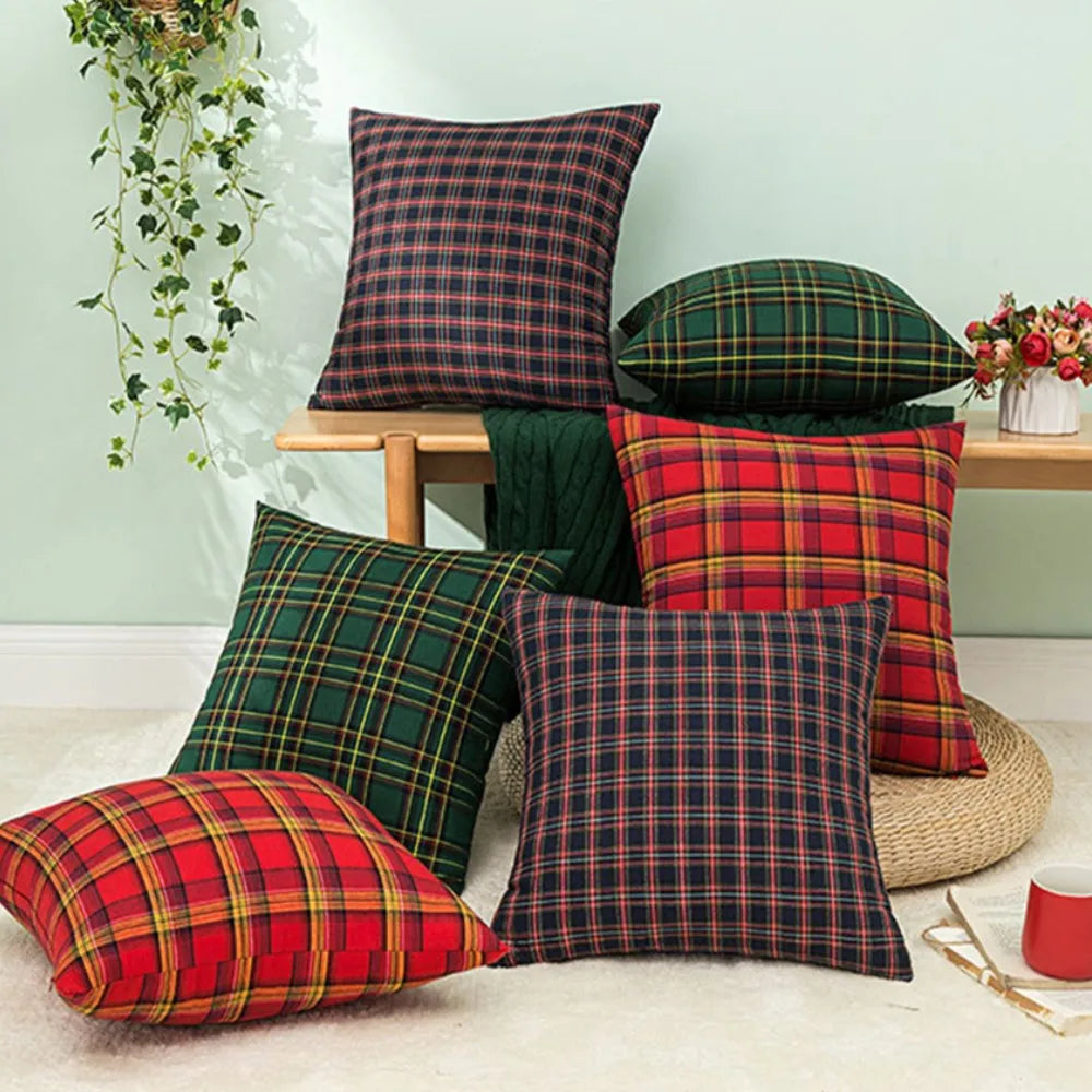 Christmas Plaid Decorative Throw Pillow Covers