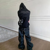 Gothic Punk Zipper Black Hoodie