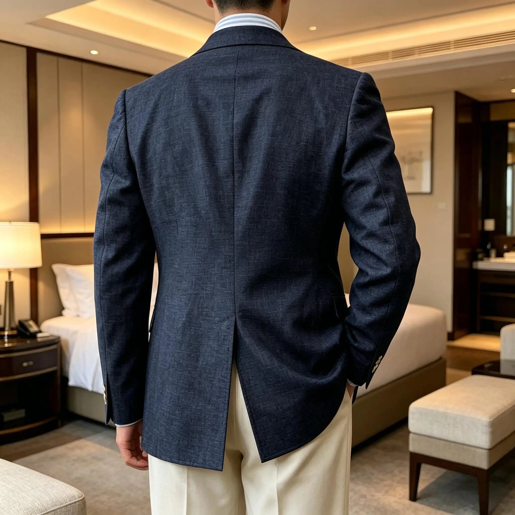 Men Natural Linen Blazer Suit Jacket