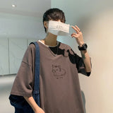 Cat Printed Oversized Korean T-Shirt
