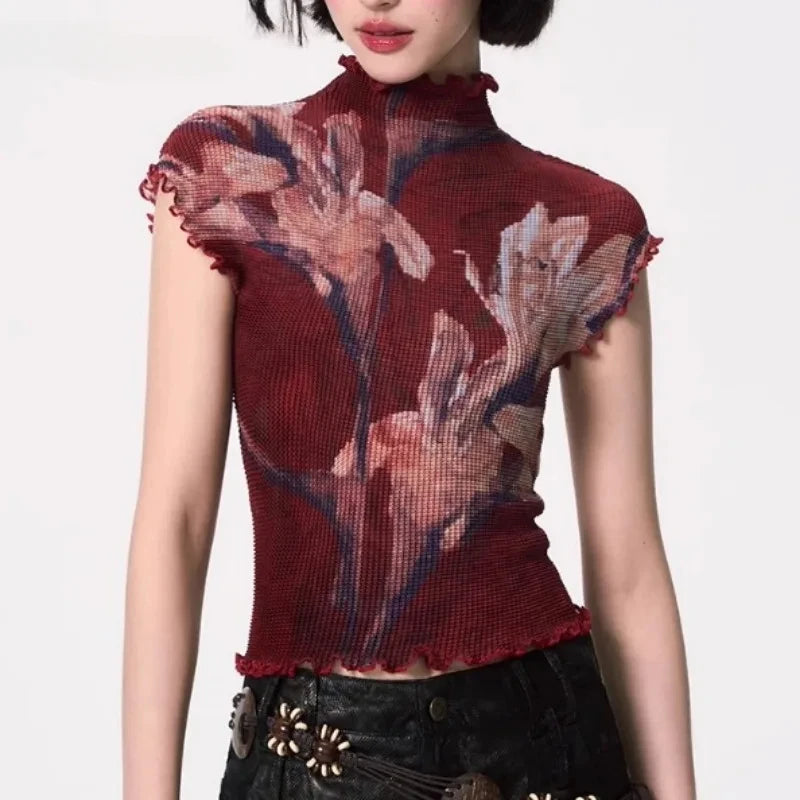 Y2K Slim Half Collar Top