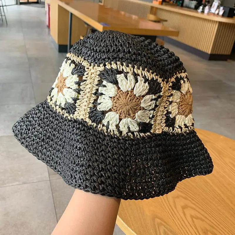 Sun Wide Brim Hand Woven Flowers