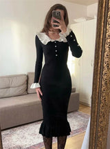 Old Money Retro Knitted Midi Dress