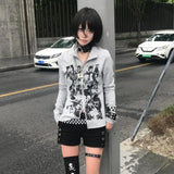 Grunge Graffiti Print Zipper Shirt