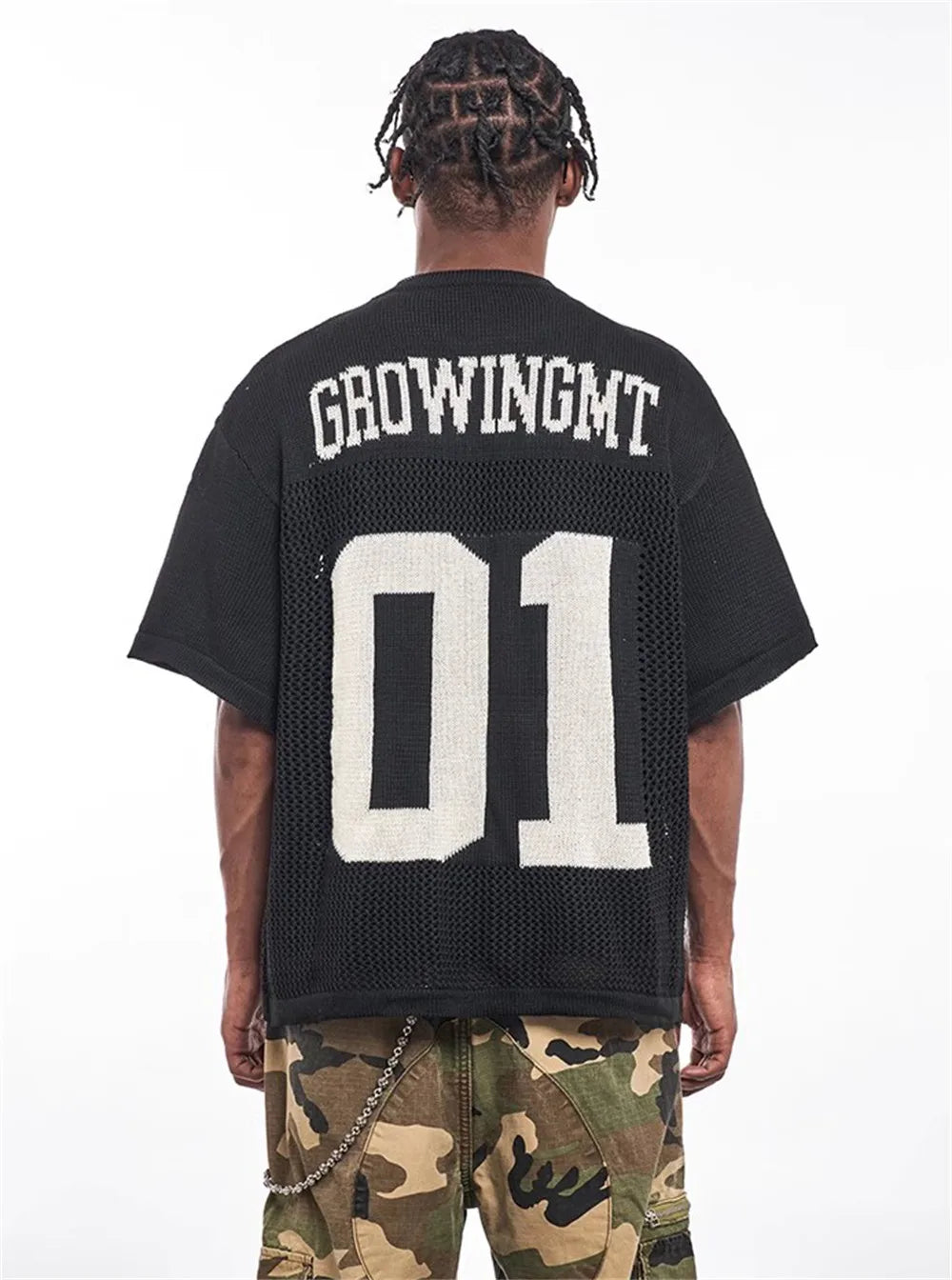 Breathable Crew Neck Jacquard Knit T-Shirt