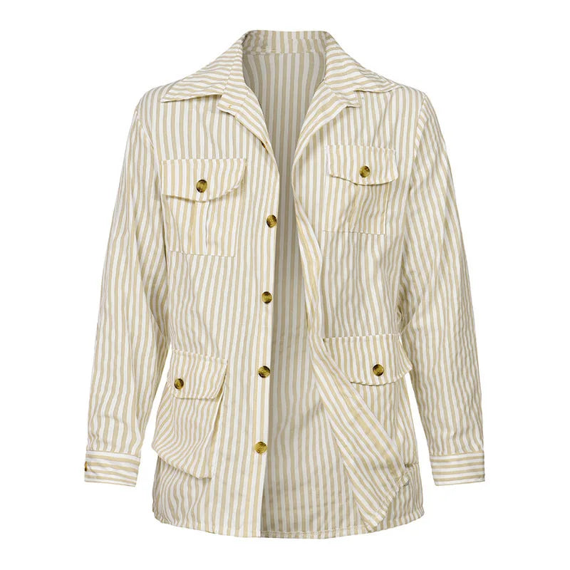 Luxury Long Sleeve Striped Pocket Shirt