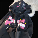 Sudaderas con capucha Oversize japonesas con bordado del diablo