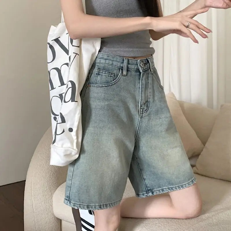Y2K Wide Leg Denim Shorts