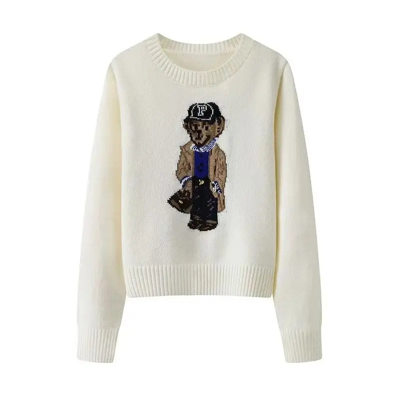 Cozy Bear Print Knitted Sweater