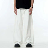Solid Color Raw Edge Denim Pants