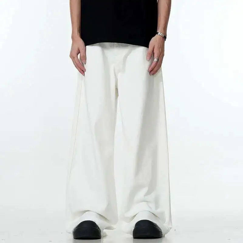 Solid Color Raw Edge Denim Pants