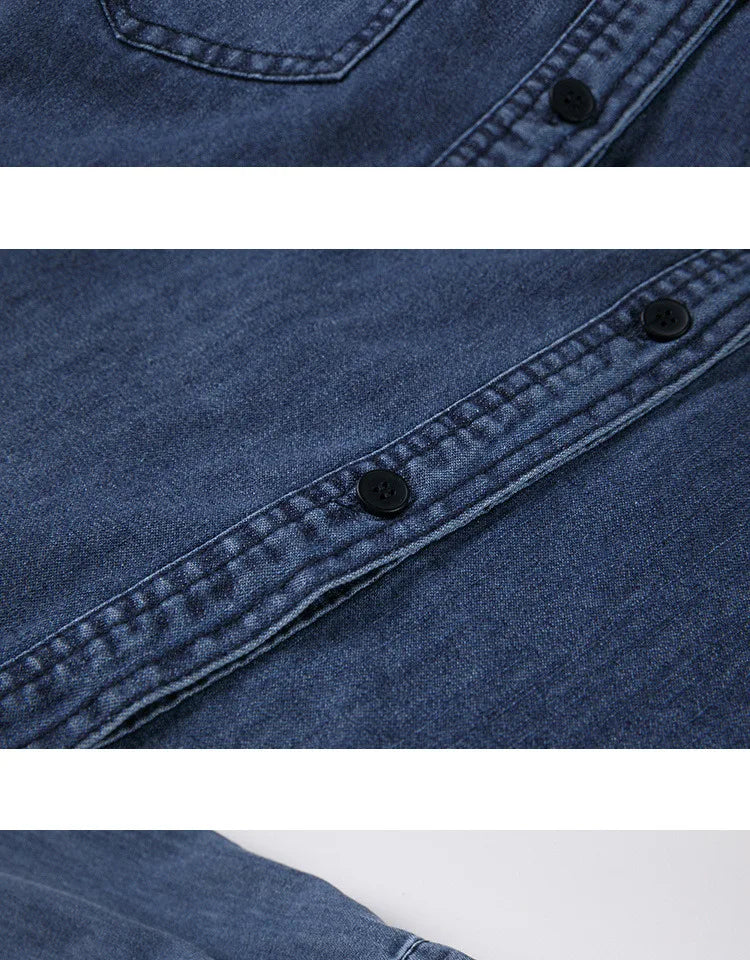 Vintage Denim Cowboy Preppy Style Long Sleeve Shirt