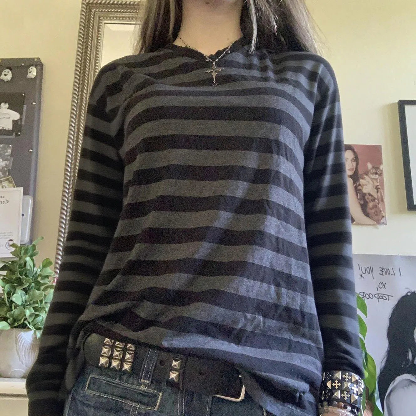 Fairy Grunge Striped Long Sleeve T-Shirt