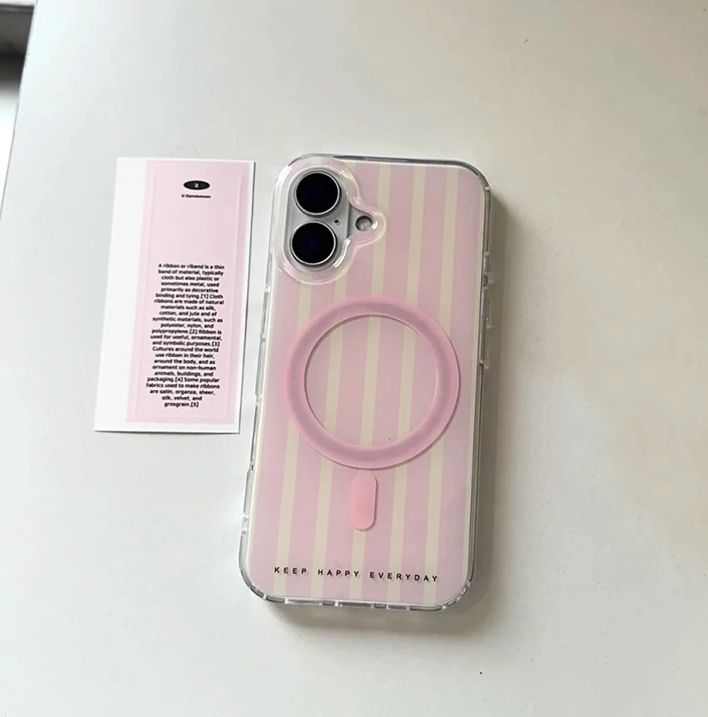 Cute Pink Stripes iPhone Case