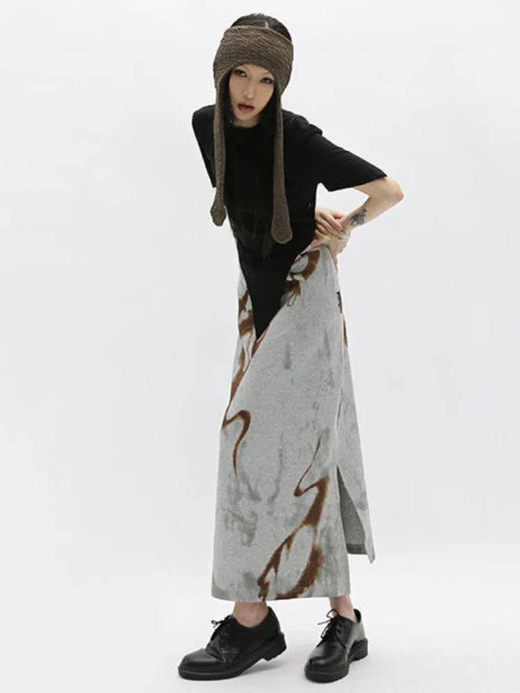 Retro High Waist Abstract Skirt