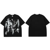Schwarze Engel-Flügel Grafik Anime T-Shirt