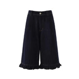 Jorts vaqueros azul oscuro con volantes