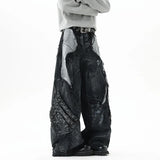 Cyberpunk Patchwork Distressed Jeans