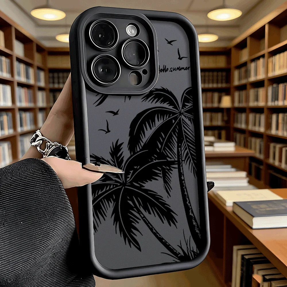 Black Palm Tree Silhouette Shockproof Phone Case
